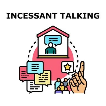 Incessant talking during online communication and virtual meeting Ilustração Stock