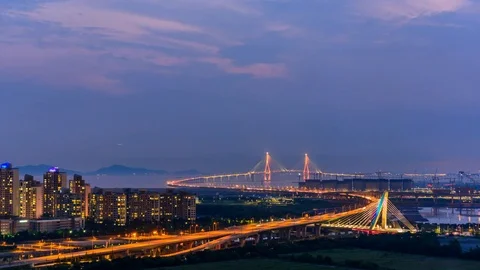Incheon  bridge,korea. Stock Footage 78599246