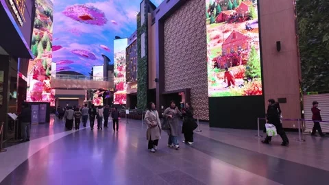 Incheon, Korea - March 29, 2025: Inspire Entertainment Resort interactive walls Stock Footage 317813960
