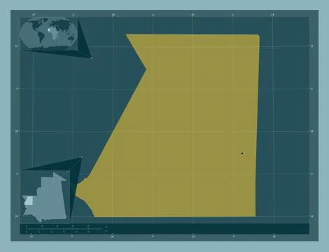 Inchiri, Mauritania. Solid color shape. Locations of major cities of the regi イラスト素材