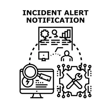 Incident alert notification for system management and problem solving Stock Illustration