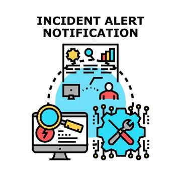 Incident alert notification for system management and problem solving Stock Illustration