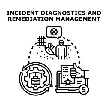 Incident diagnostics remediation management process illustration Illustrazione stock
