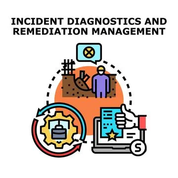 Incident diagnostics remediation management process illustration Stock Illustration