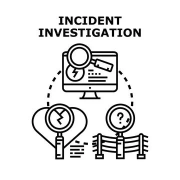 Incident investigation process analyzing problems and errors Ilustración de archivo