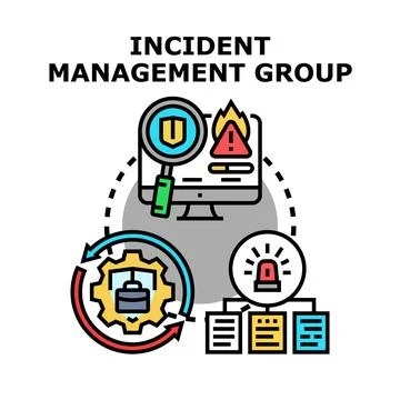 Incident management group handling security system analysis 库存插图
