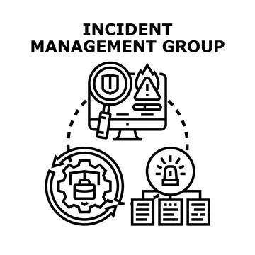Incident management group handling security system analysis Stock Illustration
