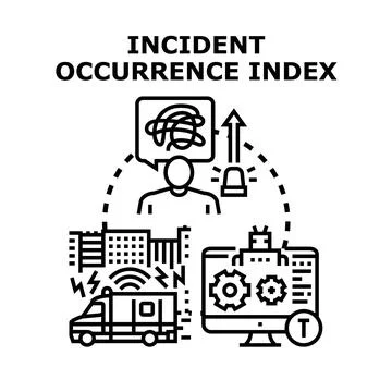 Incident occurrence index calculating risks and managing emergencies Stock Illustration