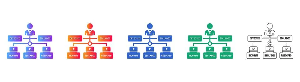 Incident Resolution Workflow Icons Иллюстрация