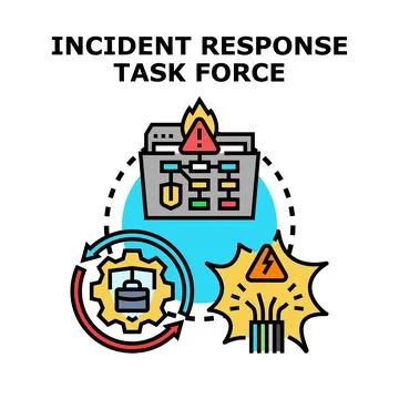 Incident response task force preparing cyber security management Ilustração Stock