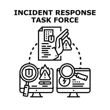 Incident response task force working on cybersecurity issues Stock Illustration