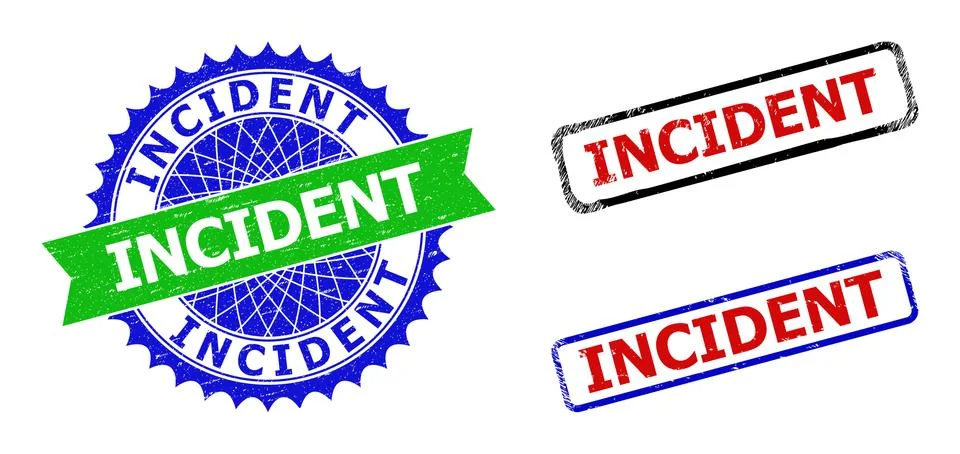 INCIDENT Rosette and Rectangle Bicolor Stamps with Rubber Surfaces Stock Illustration