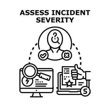 Incident severity assessment concept with data processing Stock Illustration