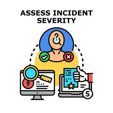 Incident severity assessment concept with data processing イラスト素材