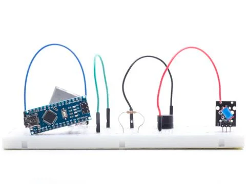 Inclination switch in protoboard Stock Photos