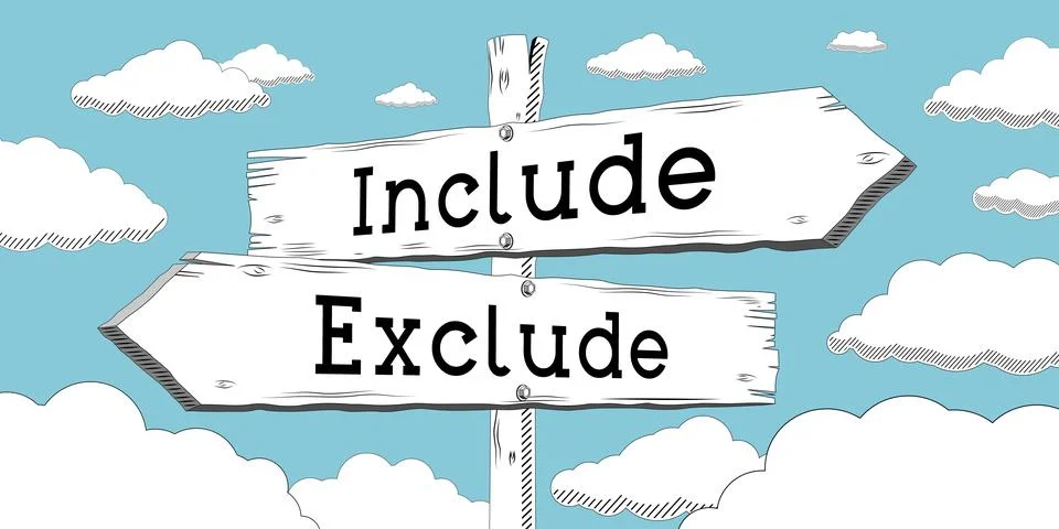 Include, exclude - outline signpost with two arrows Stock Illustration