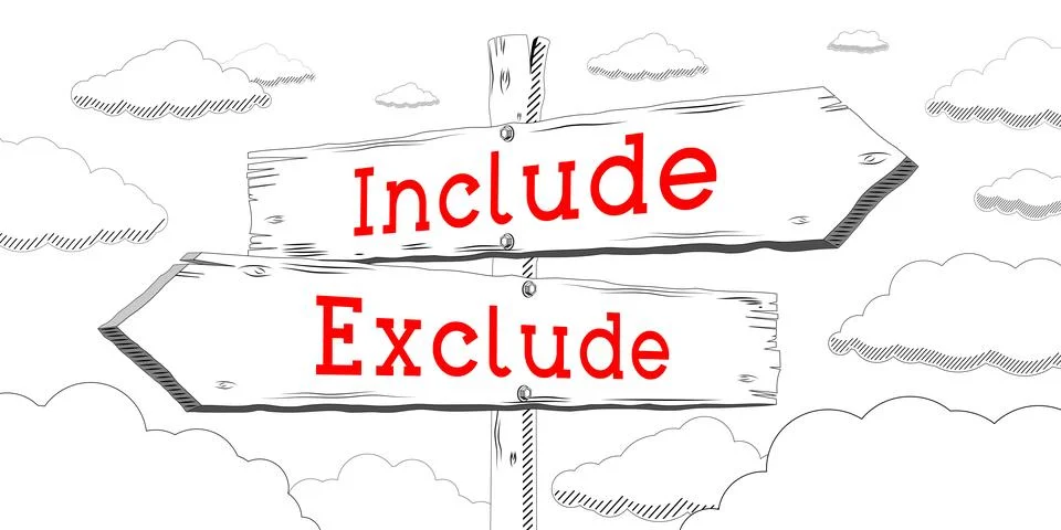 Include, exclude - outline signpost with two arrows Stock Illustration