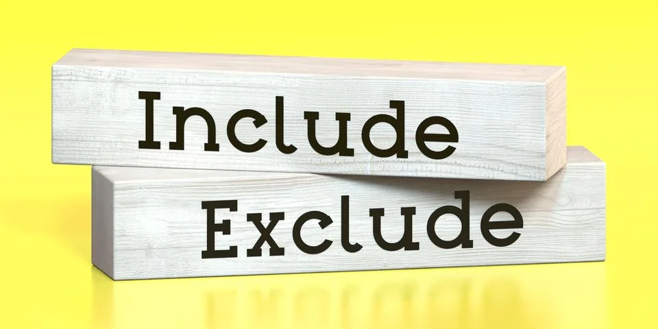 Include, exclude - words on wooden blocks Stock Illustration