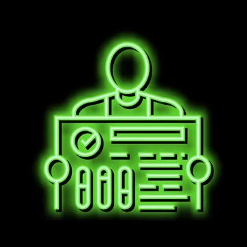 Include industry expert neon glow icon illustration Illustrazione stock