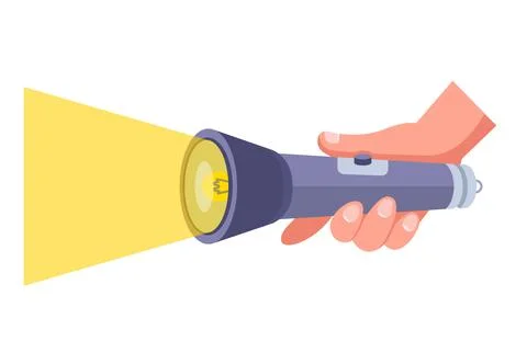 The included flashlight illuminates the path. light in the dark. Stock Illustration