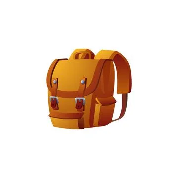 Includes a brown backpack with pockets designed to illustrate outdoor and Illustrazione stock