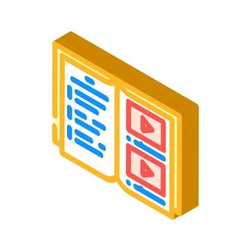 Includes instruction video isometric icon vector illustration Stock Illustration