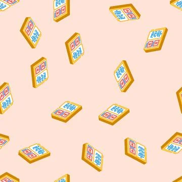 Includes instruction video isometric icon seamless pattern Illustrazione stock