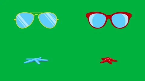 Includes sunglasses glasses fish and starfish Perfect for summer beach Stock Footage 309641185