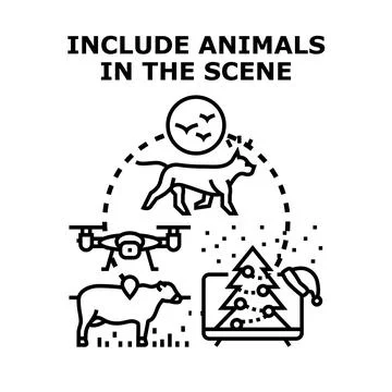 Including animals in creative scenes concept vector illustration Stockillustratie