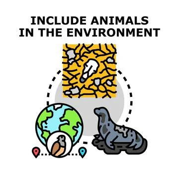 Including animals in global environment conservation ecosystem Stock Illustration