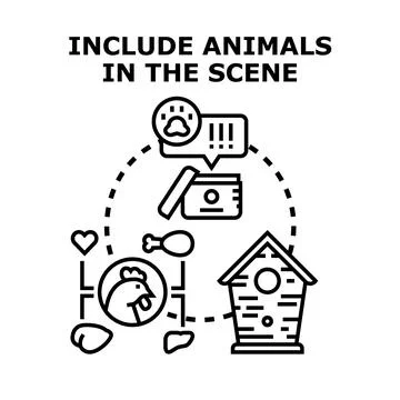 Including animals in scene as conceptual vector Stock Illustration
