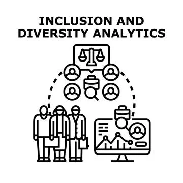 Inclusion and diversity analytics measuring business equity strategy Stock Illustration