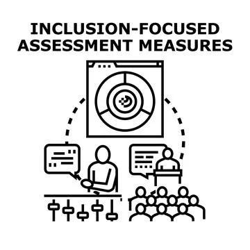 Inclusion focused assessment measures flat vector concept Stock Illustration