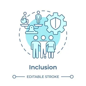 Inclusion soft blue concept icon Stock Illustration