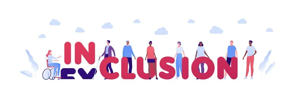 Inclusion word replace exclusion Stock Illustration