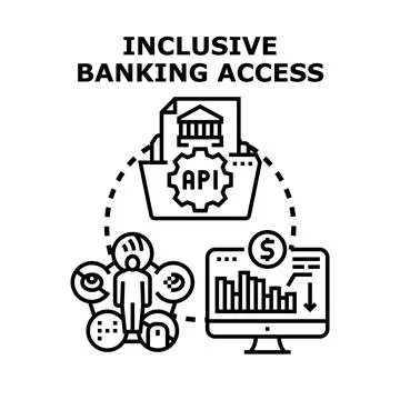 Inclusive banking access providing equitable financial services Stock Illustration