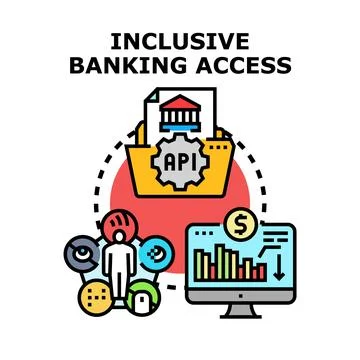 Inclusive banking access providing equitable financial services イラスト素材