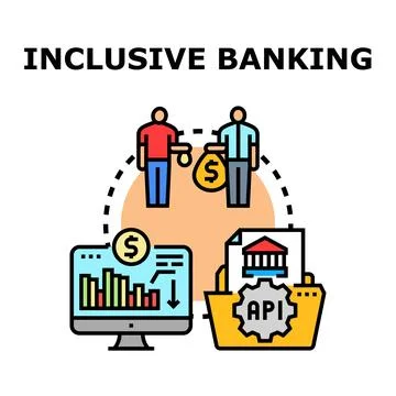 Inclusive banking concept offering universal financial services Stock Illustration