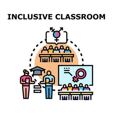 Inclusive classroom facilitating diverse student learning development Stock Illustration