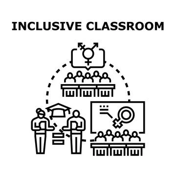 Inclusive classroom facilitating diverse student learning development Stock Illustration