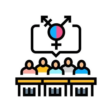 Inclusive classroom setting color icon vector illustration Illustrazione stock