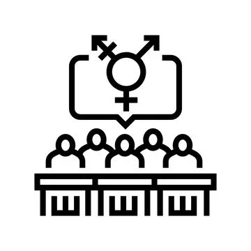 Inclusive classroom setting line icon vector illustration Illustrazione stock