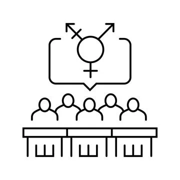 Inclusive classroom setting line icon vector illustration Illustrazione stock