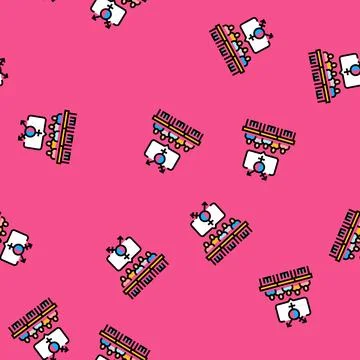 Inclusive classroom setting vector seamless pattern Stock Illustration