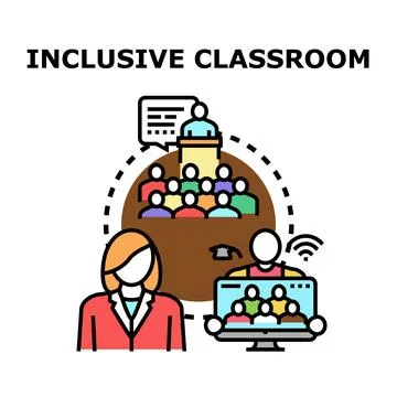 Inclusive classroom vector illustrating modern blended education Stock Illustration