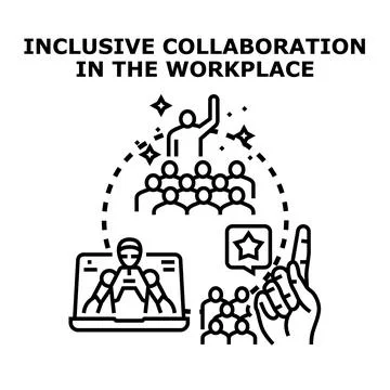Inclusive collaboration workplace concept for teamwork and innovation Stock Illustration