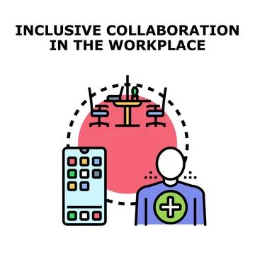 Inclusive collaboration in workplace using digital technology Stock Illustration