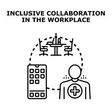 Inclusive collaboration in workplace using digital technology Stock Illustration