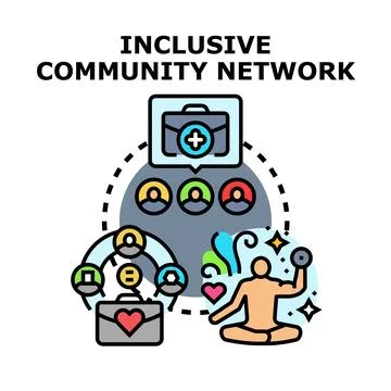 Inclusive community network connecting diverse people with support Stock Illustration