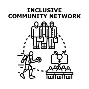 Inclusive community network connecting diverse individuals together Stock Illustration